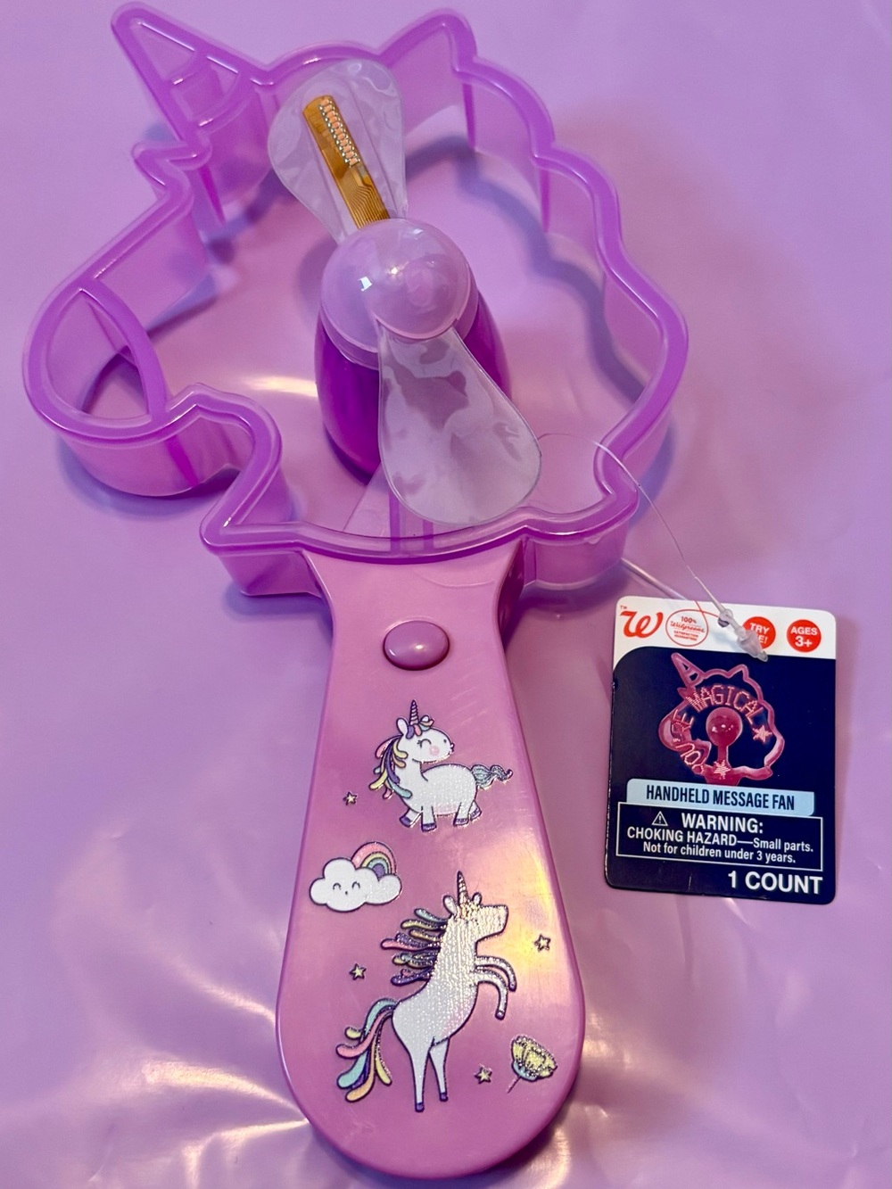 Purple Light-up Handheld Unicorn Fan